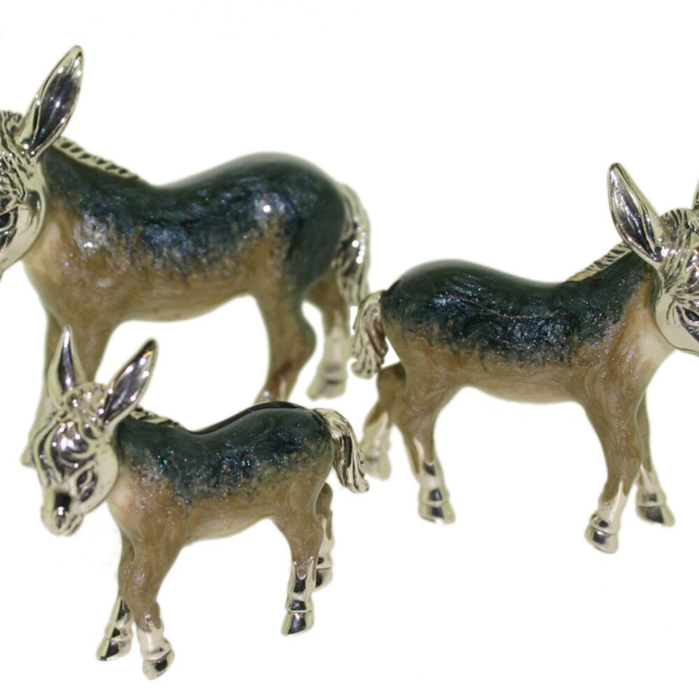 Saturno Sterling Silver and Enamel Donkey Ornaments