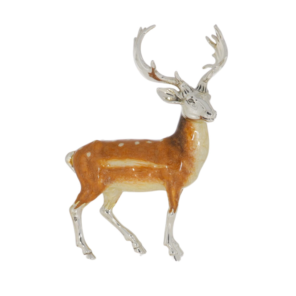 Saturno Sterling Silver and Enamel Deer – Fallow Stag Ornament