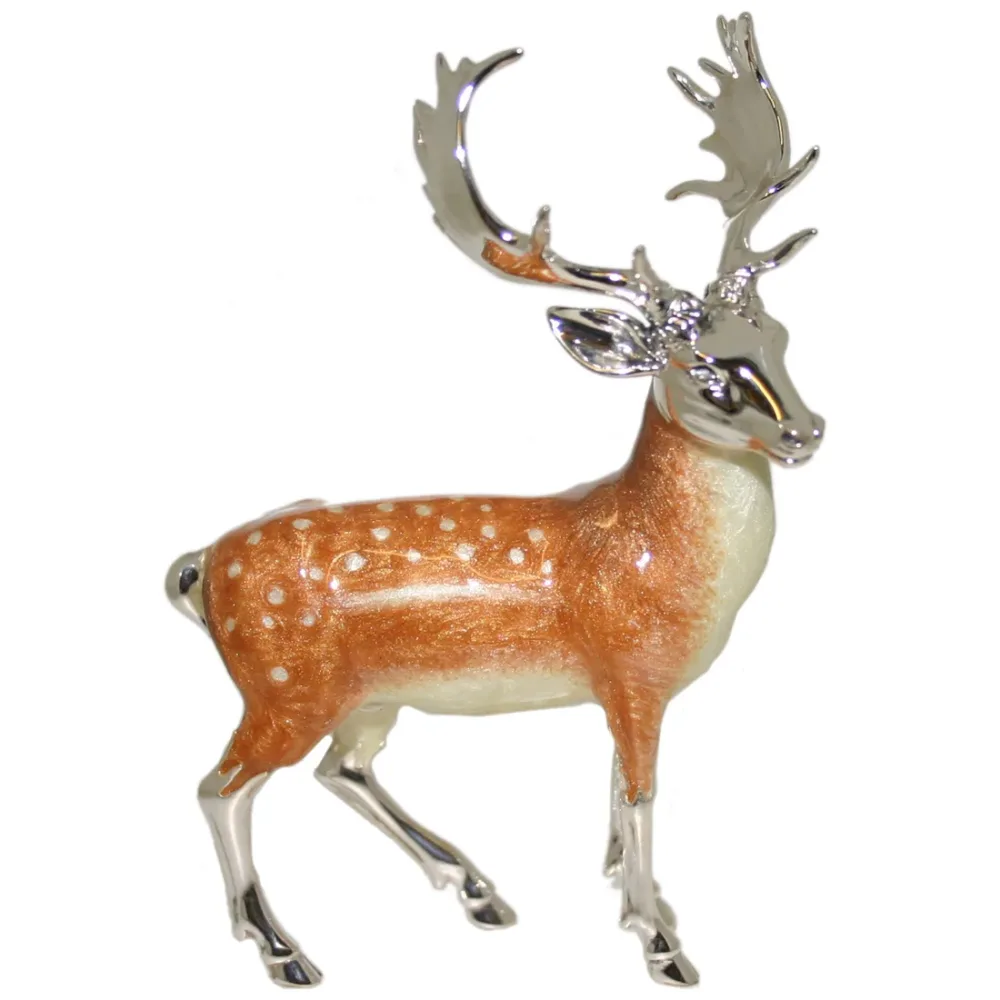 Saturno Sterling Silver and Enamel Deer – Fallow Stag Ornament
