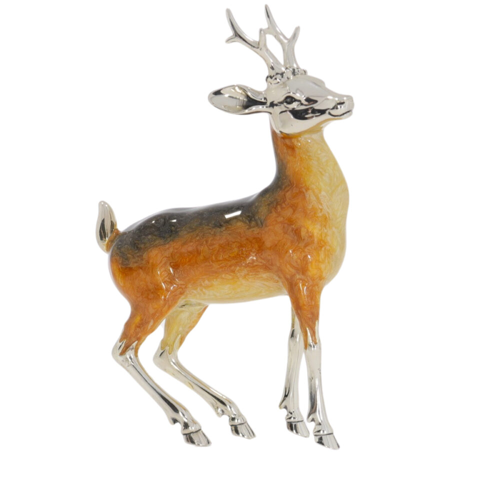 Saturno Sterling Silver and Enamel Deer – Roe Ornament