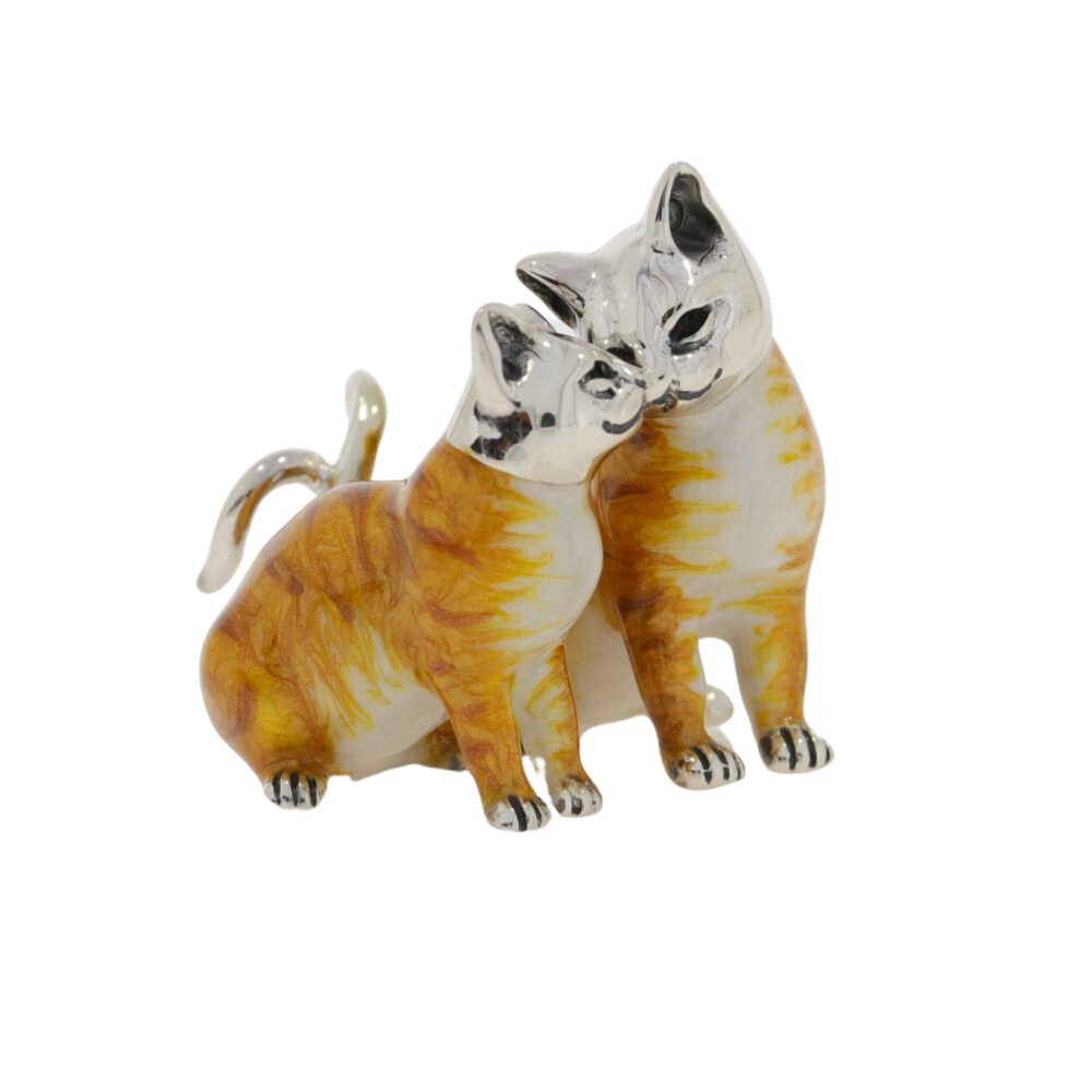 Saturno Sterling Silver and Enamel Cats – Entwined Ornaments