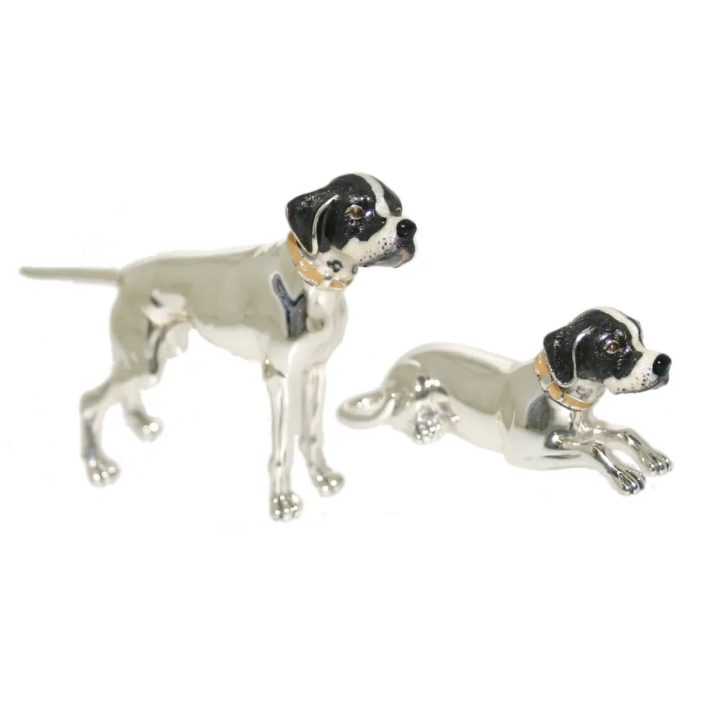 Saturno Sterling Silver and Enamel Dogs – Pointer Ornaments
