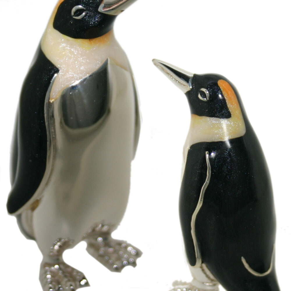 Saturno Sterling Silver and Enamel Penguin Ornaments