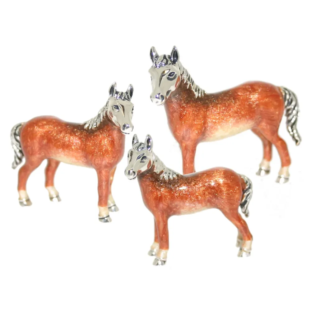 Saturno Sterling Silver and Enamel Horse Ornaments