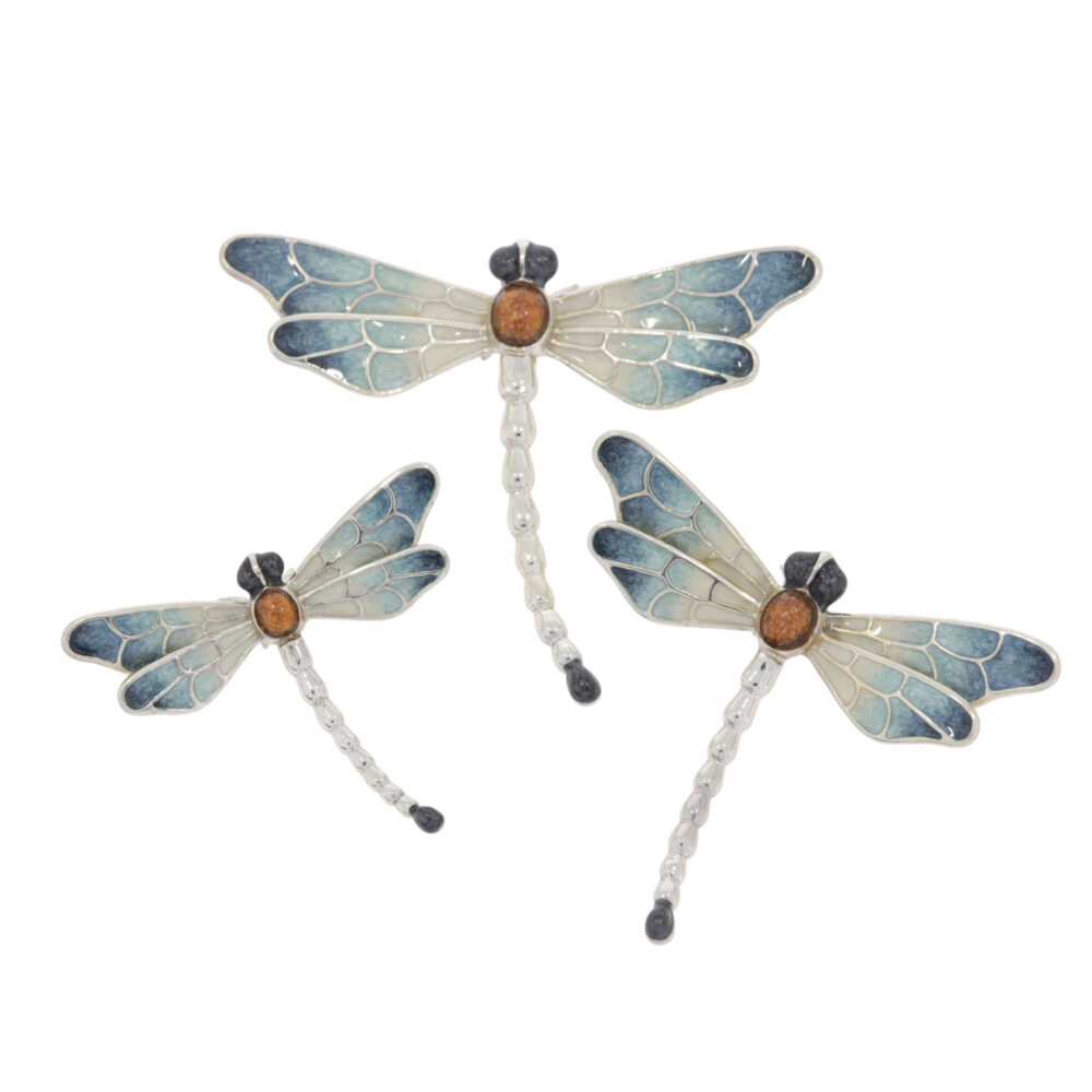 Saturno Sterling Silver and Enamel Dragonfly Ornaments