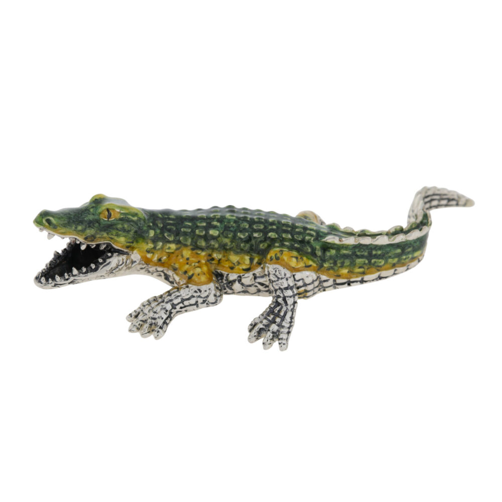 Saturno Sterling Silver and Enamel Crocodile Ornament