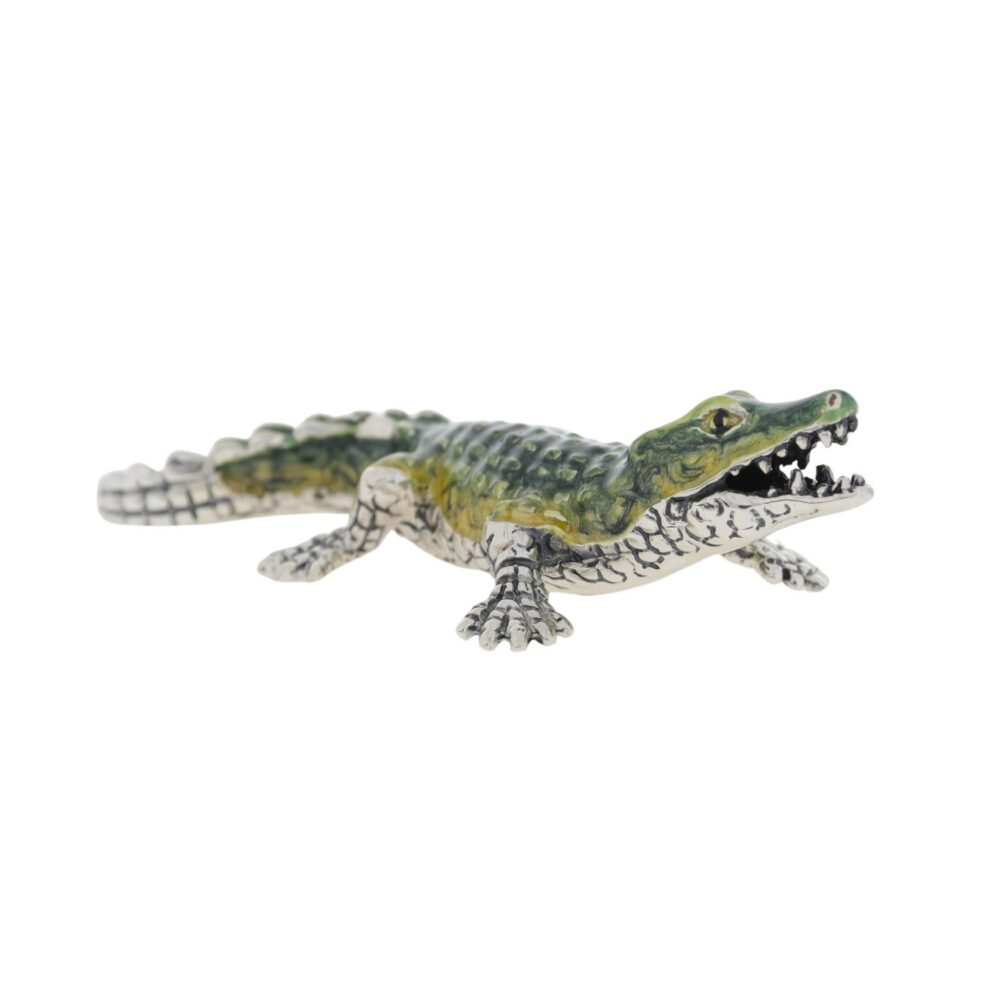 Saturno Sterling Silver and Enamel Crocodile Ornament