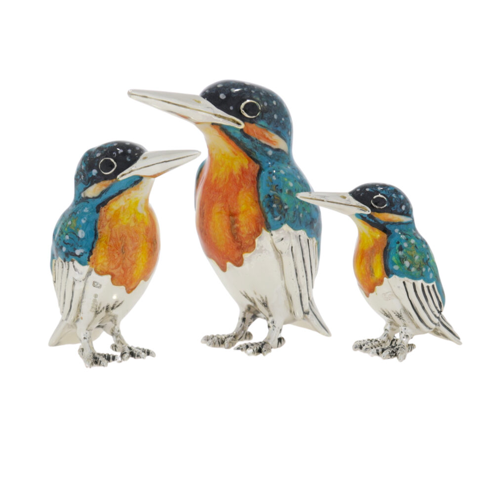 Saturno Sterling Silver and Enamel Kingfisher Ornaments