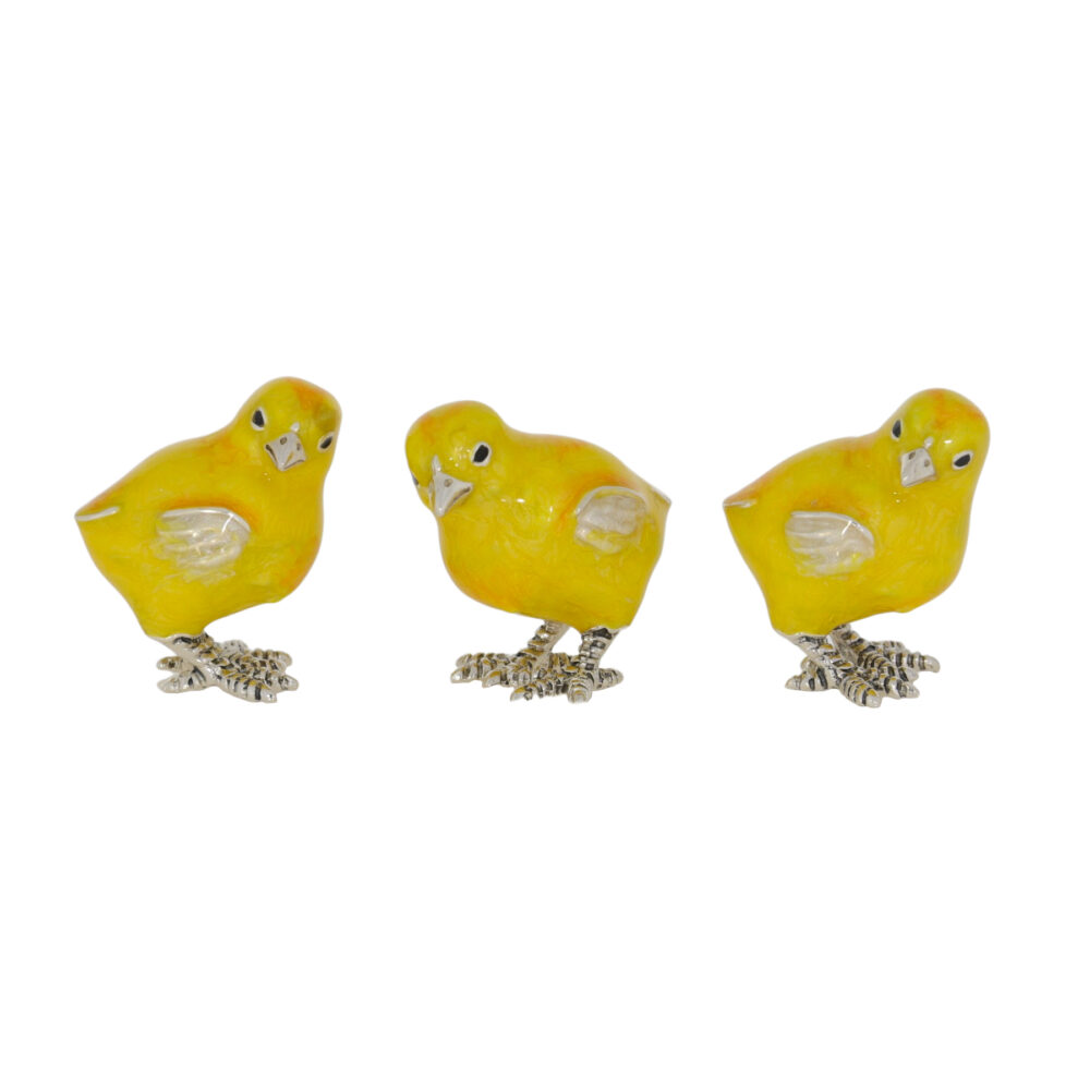 Saturno Sterling Silver and enamel Chick ornaments