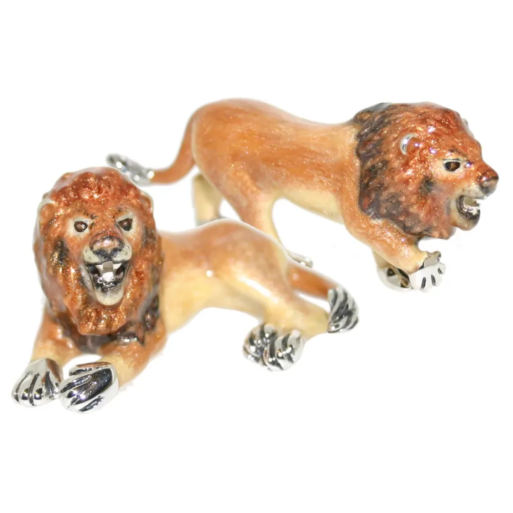 Saturno Sterling Silver and Enamel Lion Ornaments