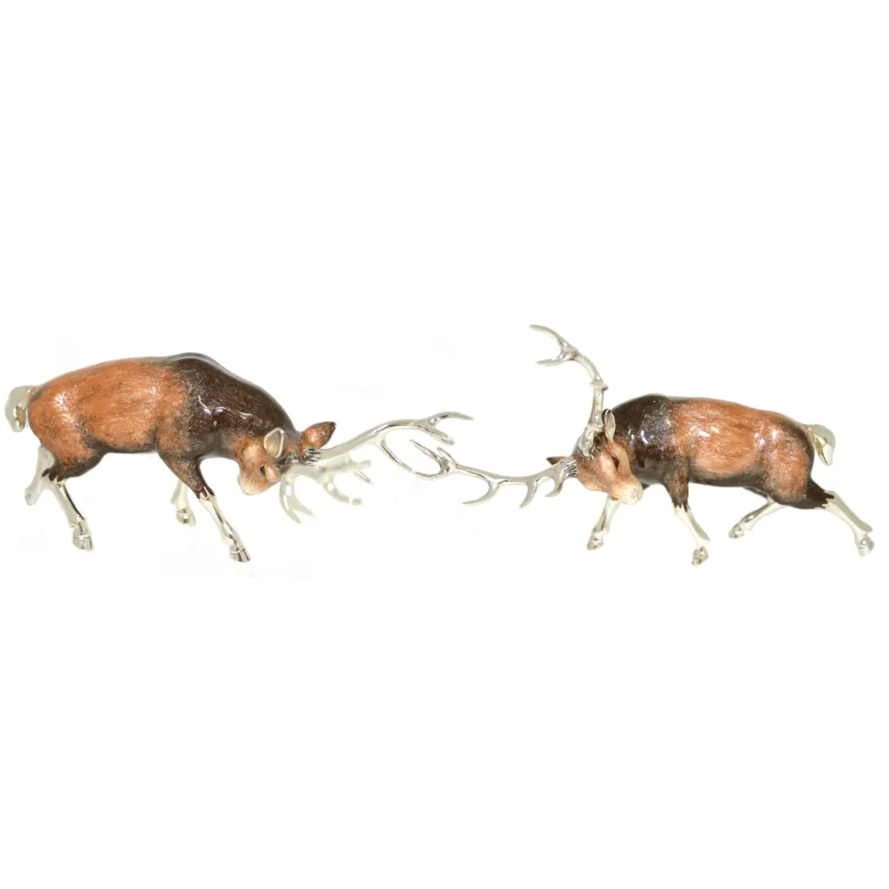 Saturno Sterling silver and Enamel Deer – Fighting Stags Ornaments