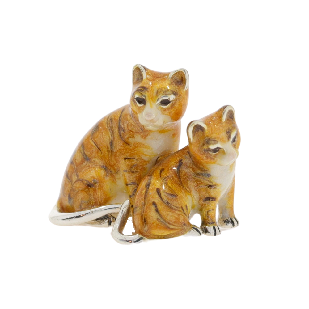 Saturno Sterling Silver and Enamel Cat Ornaments