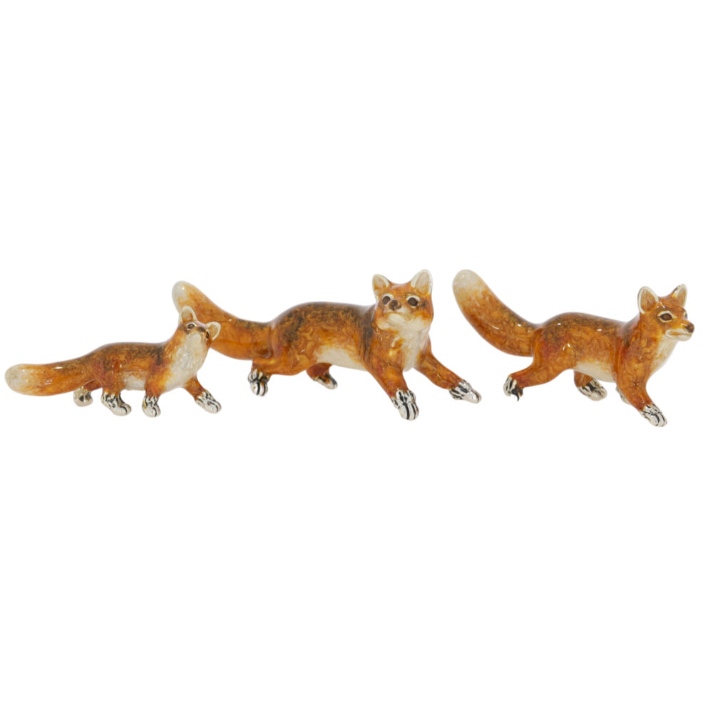 Saturno Sterling Silver and Enamel Fox Ornaments