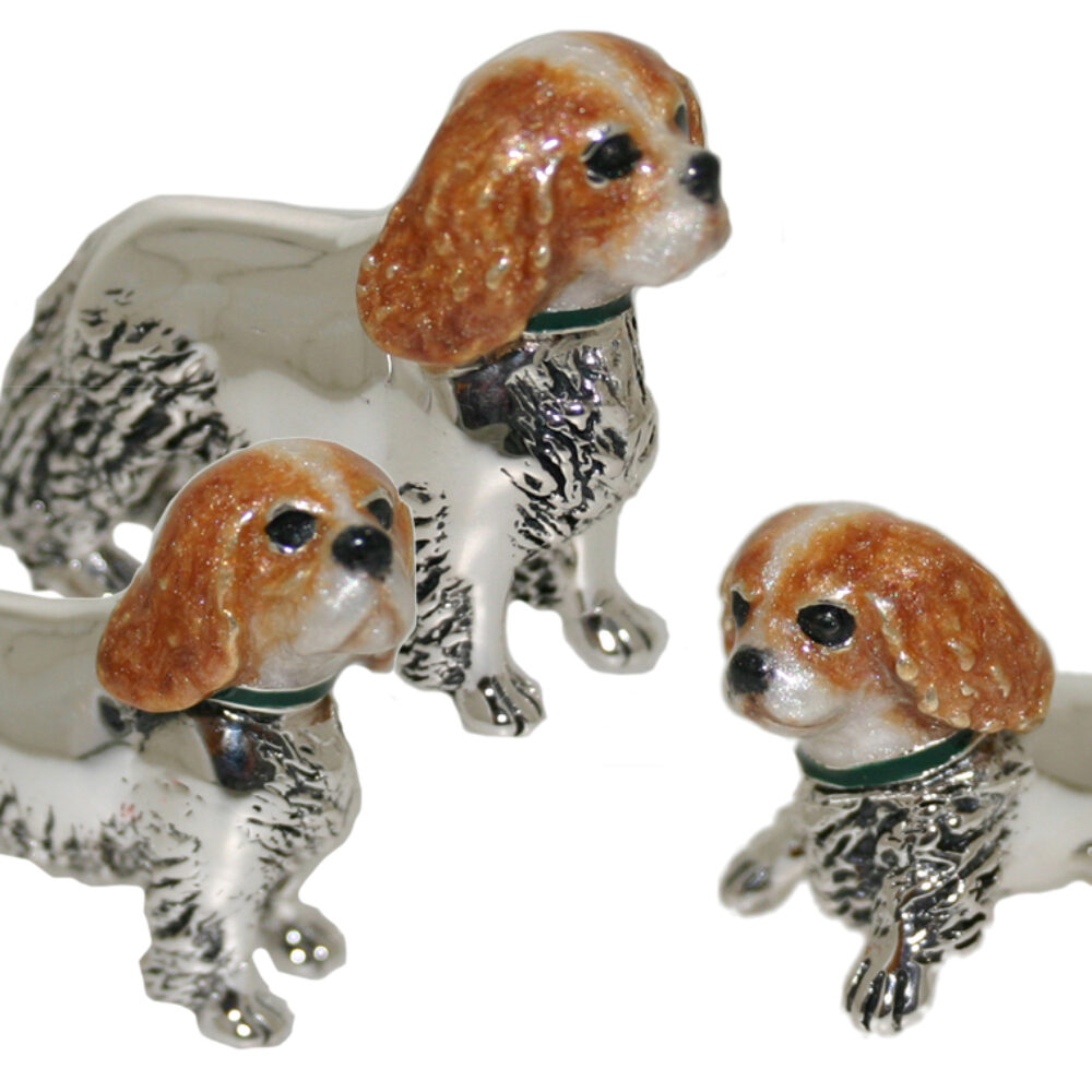 Saturno Sterling Silver and Enamel Dogs – Cavalier King Charles Spaniel Ornaments