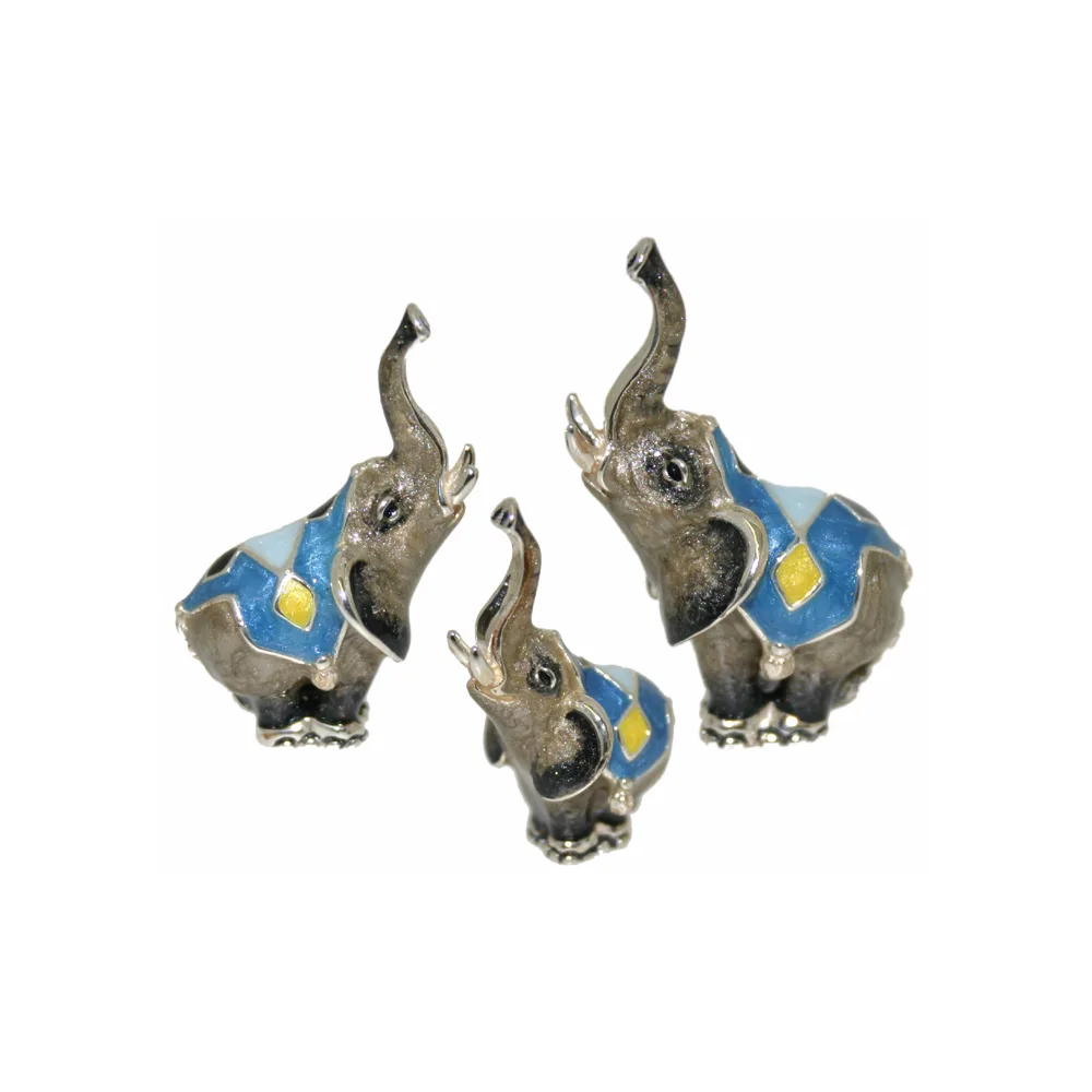 Saturno Sterling Silver and Enamel Elephant Ornaments