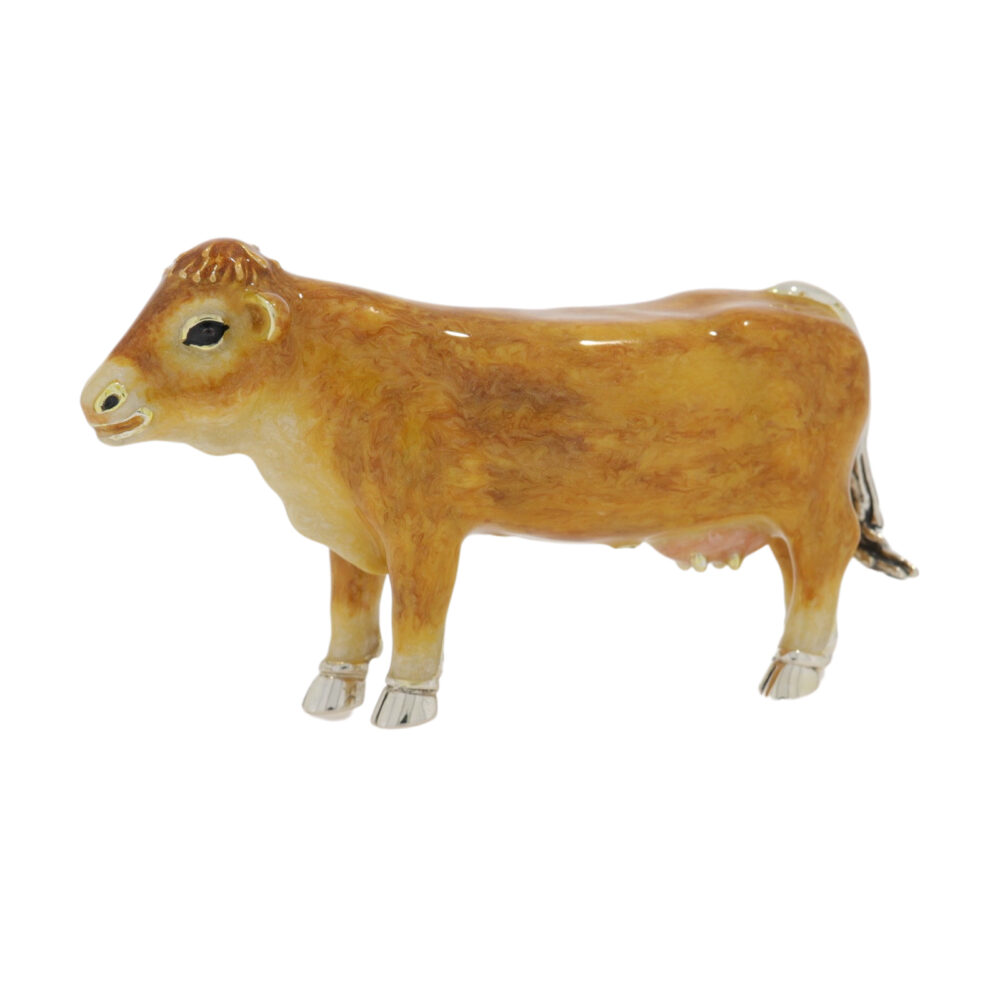 Saturno Sterling Silver and enamel Limousin Cow Ornament