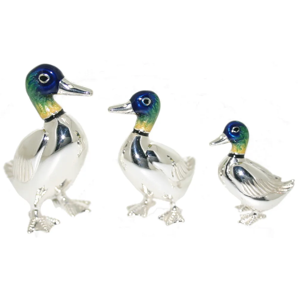 Saturno Sterling Silver and Enamel Ducks – Standing Ornaments