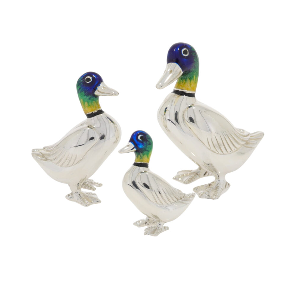 Saturno Sterling Silver and Enamel Ducks – Standing Ornaments