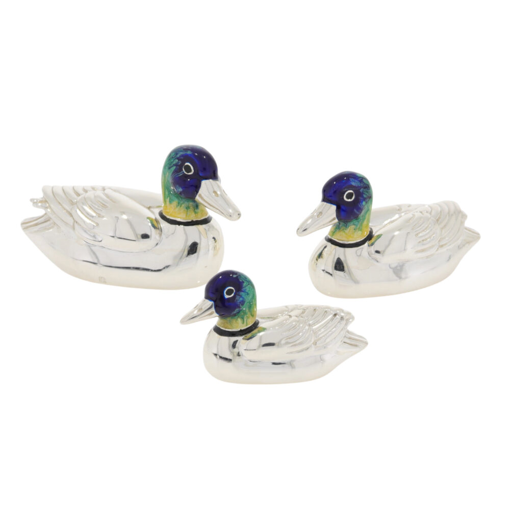 Saturno Sterling Silver and Enamel Ducks – Swimming Ornaments