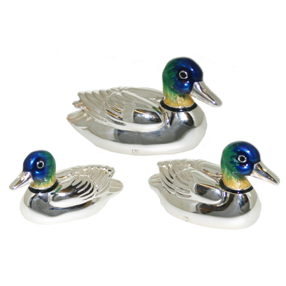 Saturno Sterling Silver and Enamel Ducks – Swimming Ornaments