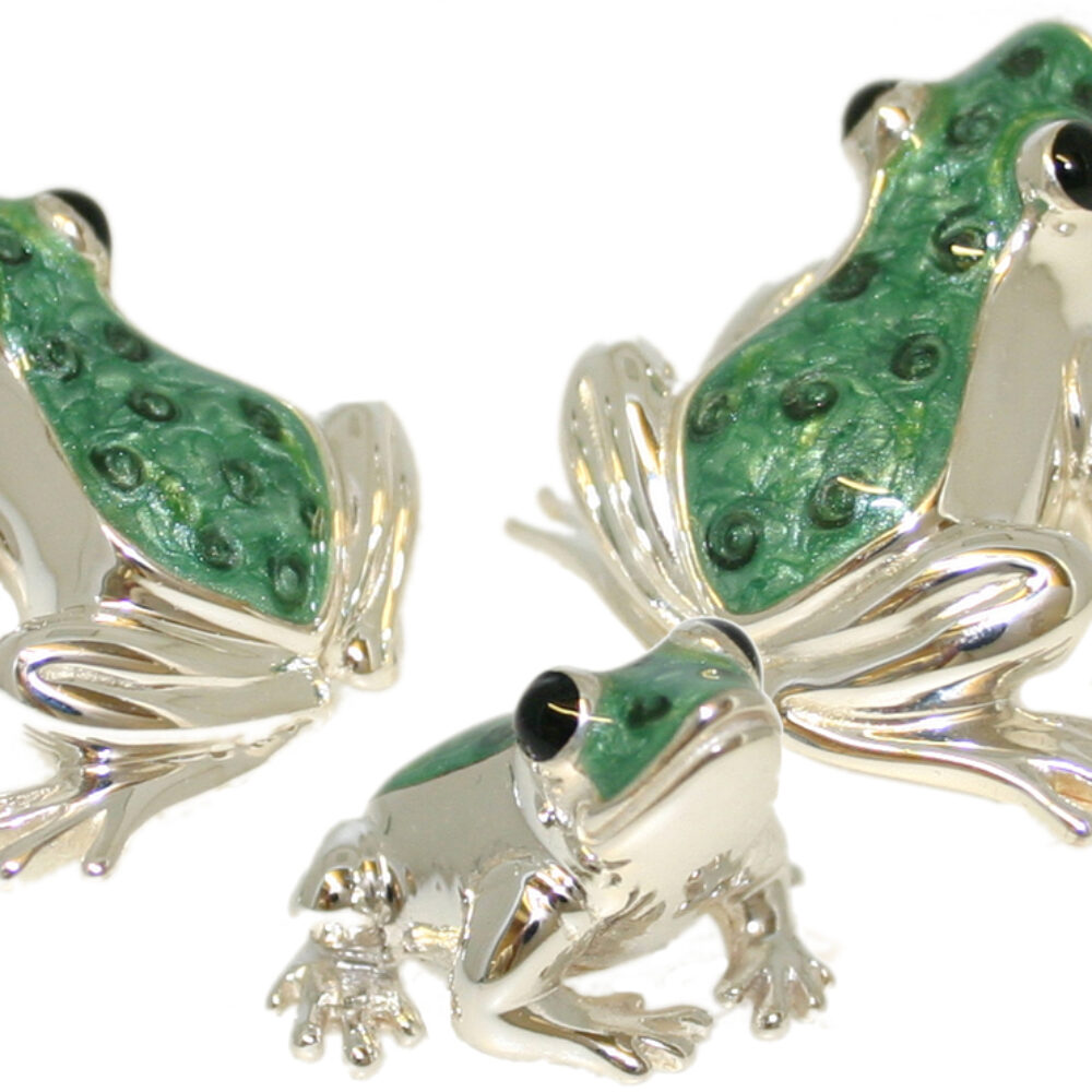 Saturno Sterling Silver and Enamel Frog Ornaments