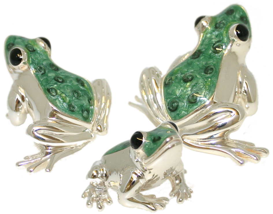 Saturno Sterling Silver and Enamel Frog Ornaments - Connard & Son Ltd.