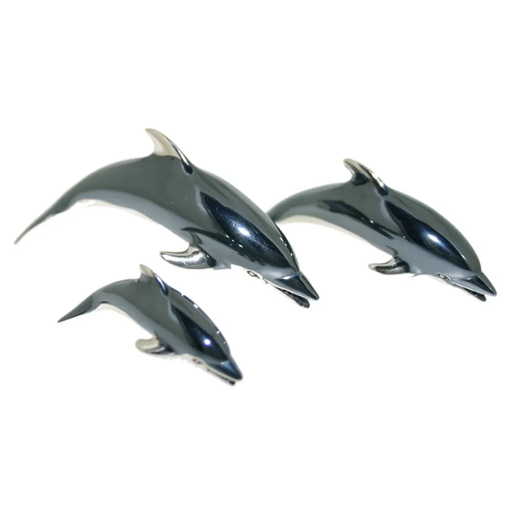 Saturno Sterling Silver Oxidised Dolphin Ornaments