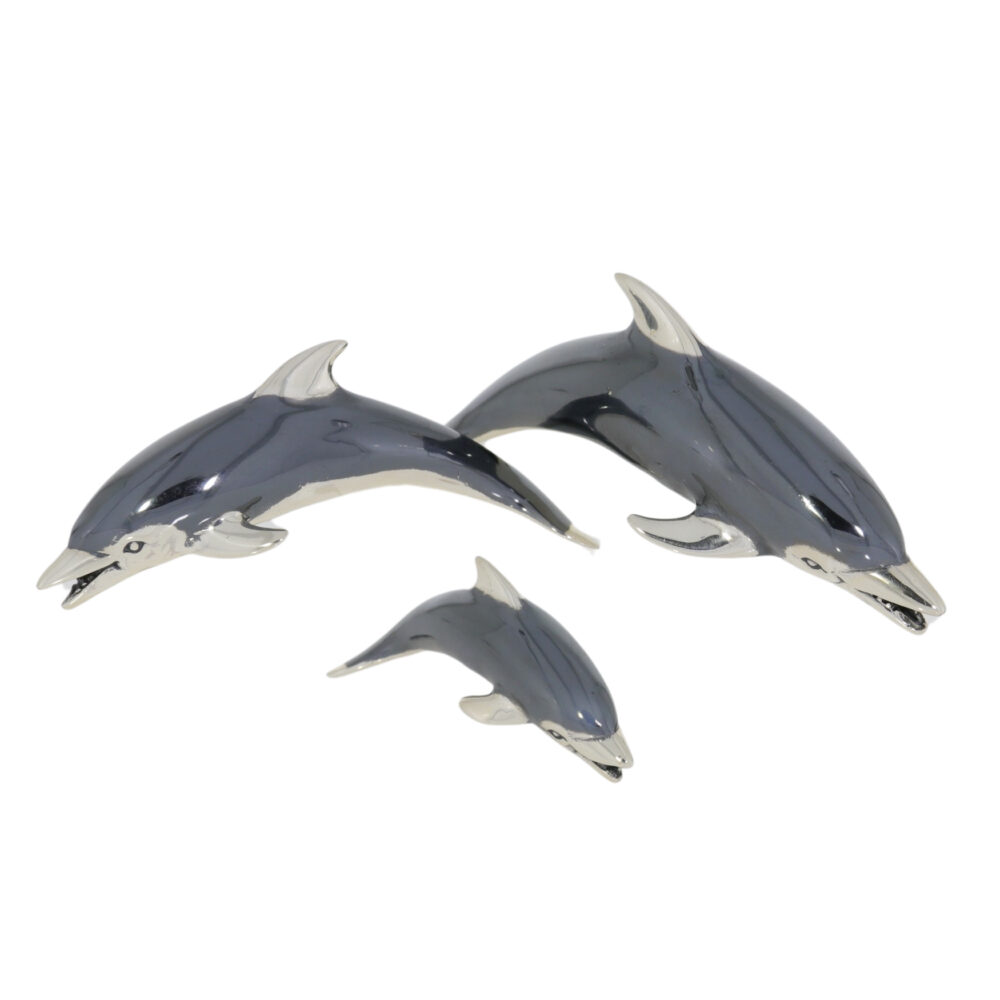 Saturno Sterling Silver Oxidised Dolphin Ornaments