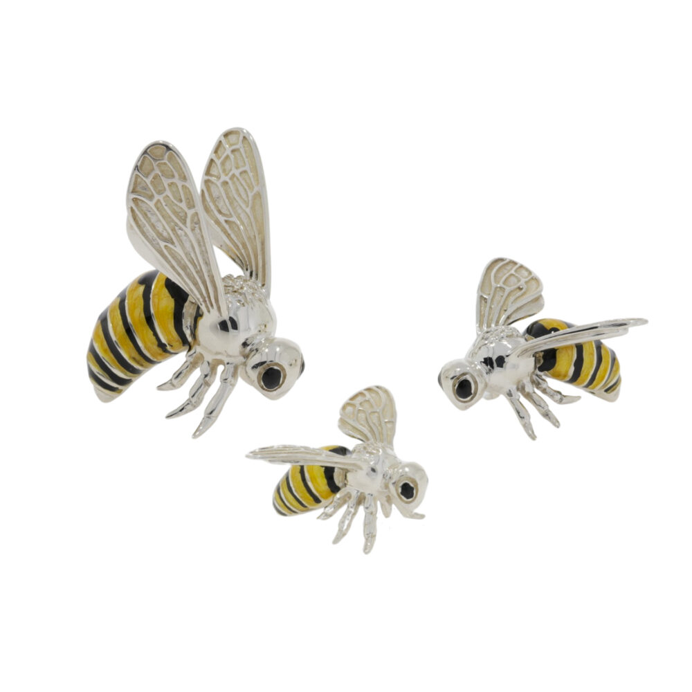 Saturno Sterling Silver and Enamel Bee Ornaments