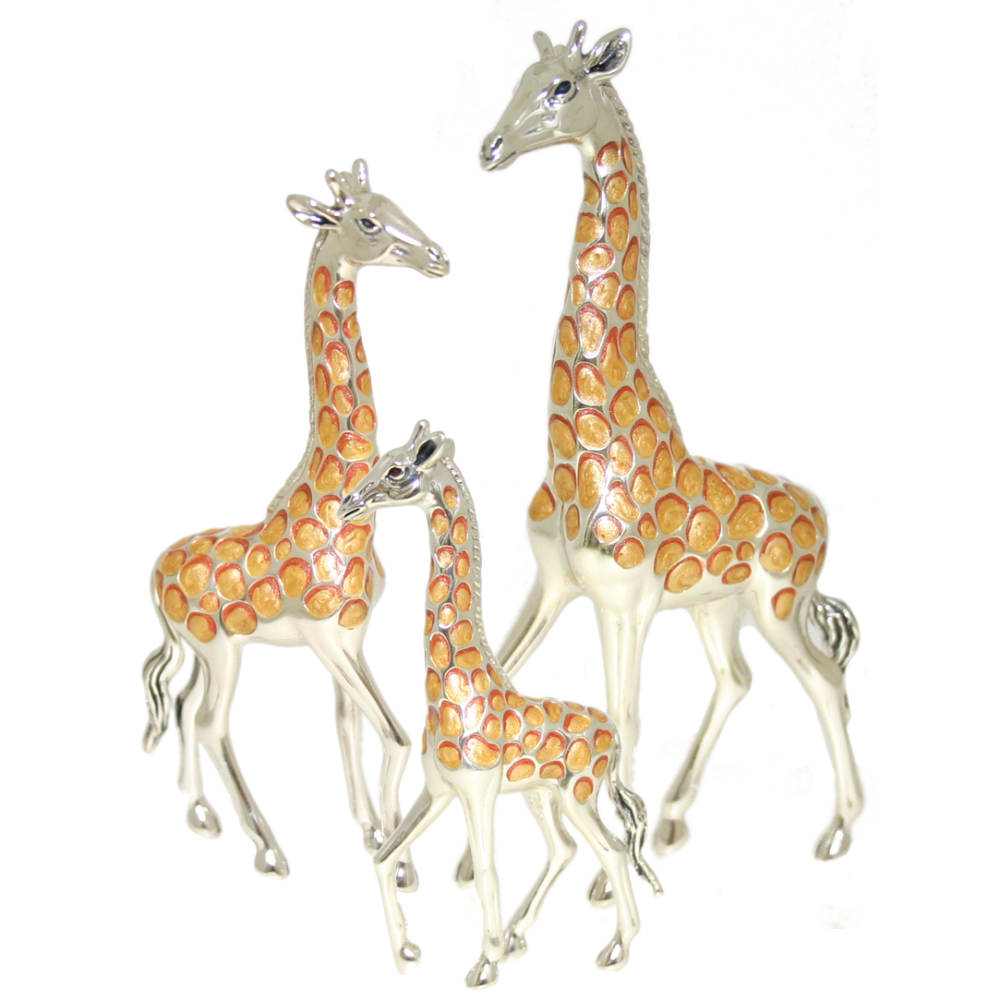 Saturno Sterling Silver and Enamel Giraffe Ornaments