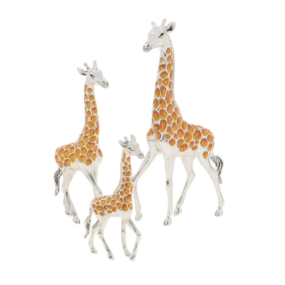 Saturno Sterling Silver and Enamel Giraffe Ornaments