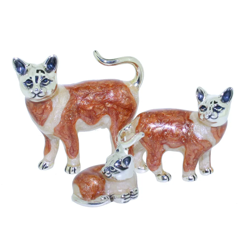 Saturno Sterling Silver and Enamel Cat Ornaments