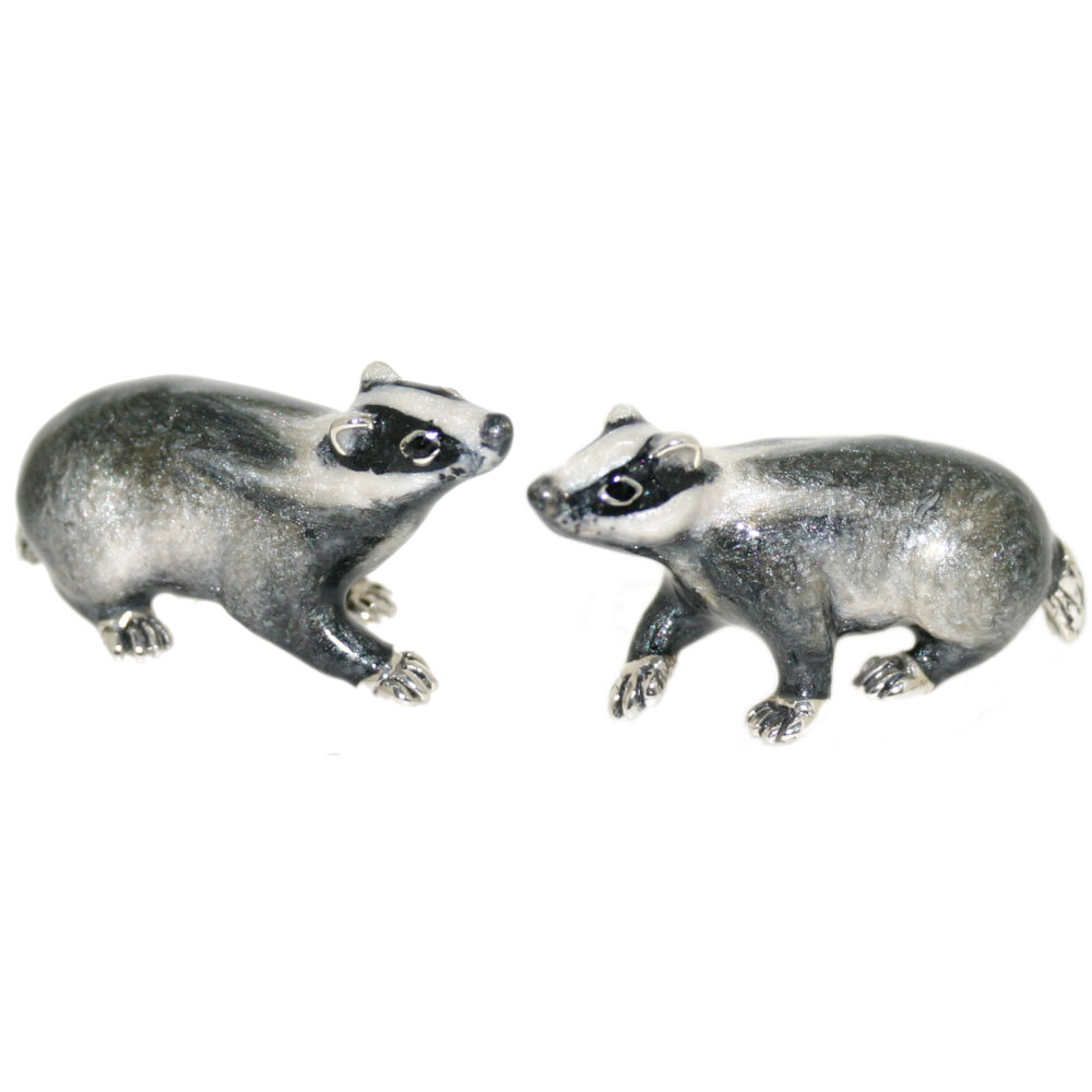 Saturno Sterling Silver and enamel Badger Ornaments