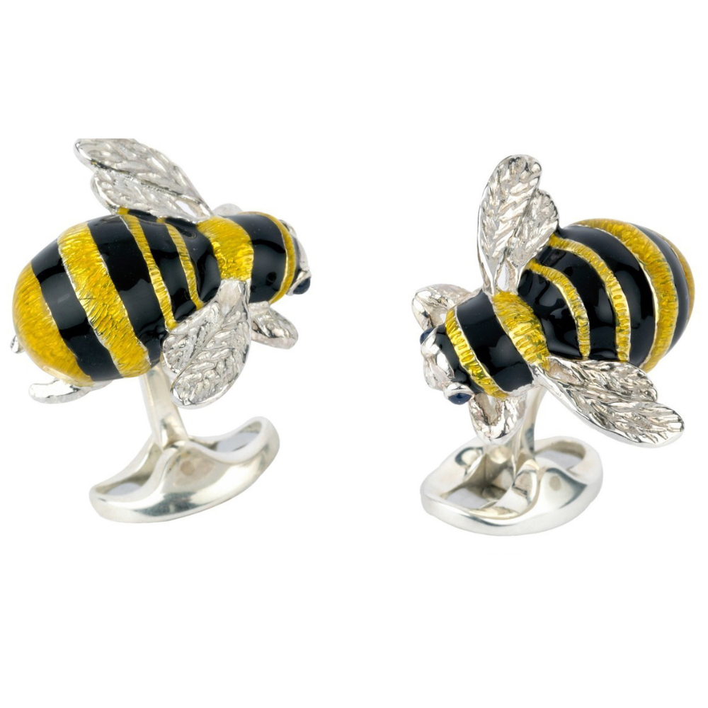 Sterling Silver and enamel Deakin and Francis Bumblebee Cufflinks