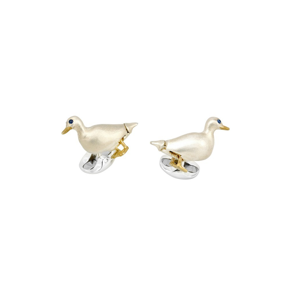 Sterling Silver and silver gilt Deakin and Francis Ducks Waddling Cufflinks