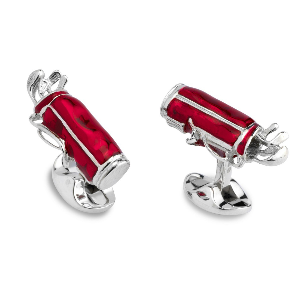 Silver and enamel Deakin and Francis Golfbag Red Cufflinks