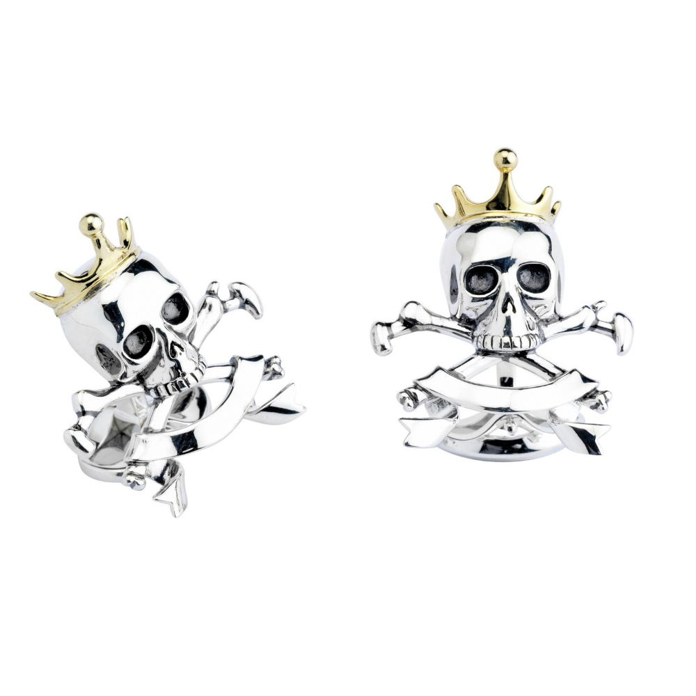 Silver and silver gilt Deakin and Francis Skull and cross bone Cufflinks