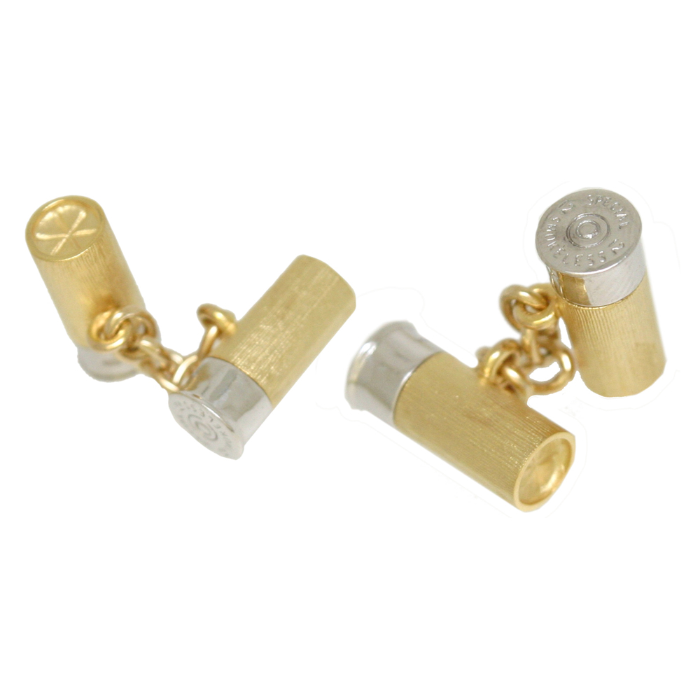 Gold – 9ct yellow and white gold 12 bore chain cufflinks