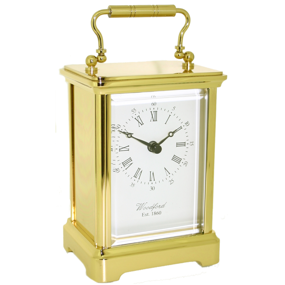 Solid Brass quartz Woodford/David Peterson Corniche carriage clock