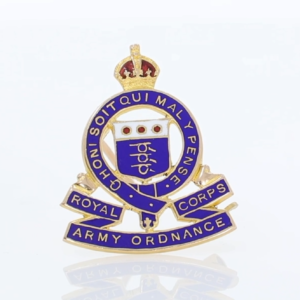 Royal Army Ordnance Corps enamel Regimental brooch 9ct yellow gold video