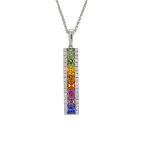 W263.5 Multi coloured sapphire and diamond pendant