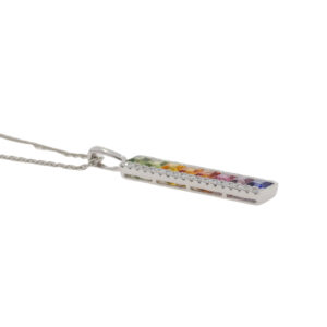 W263.5 Multi coloured sapphire and diamond pendant side