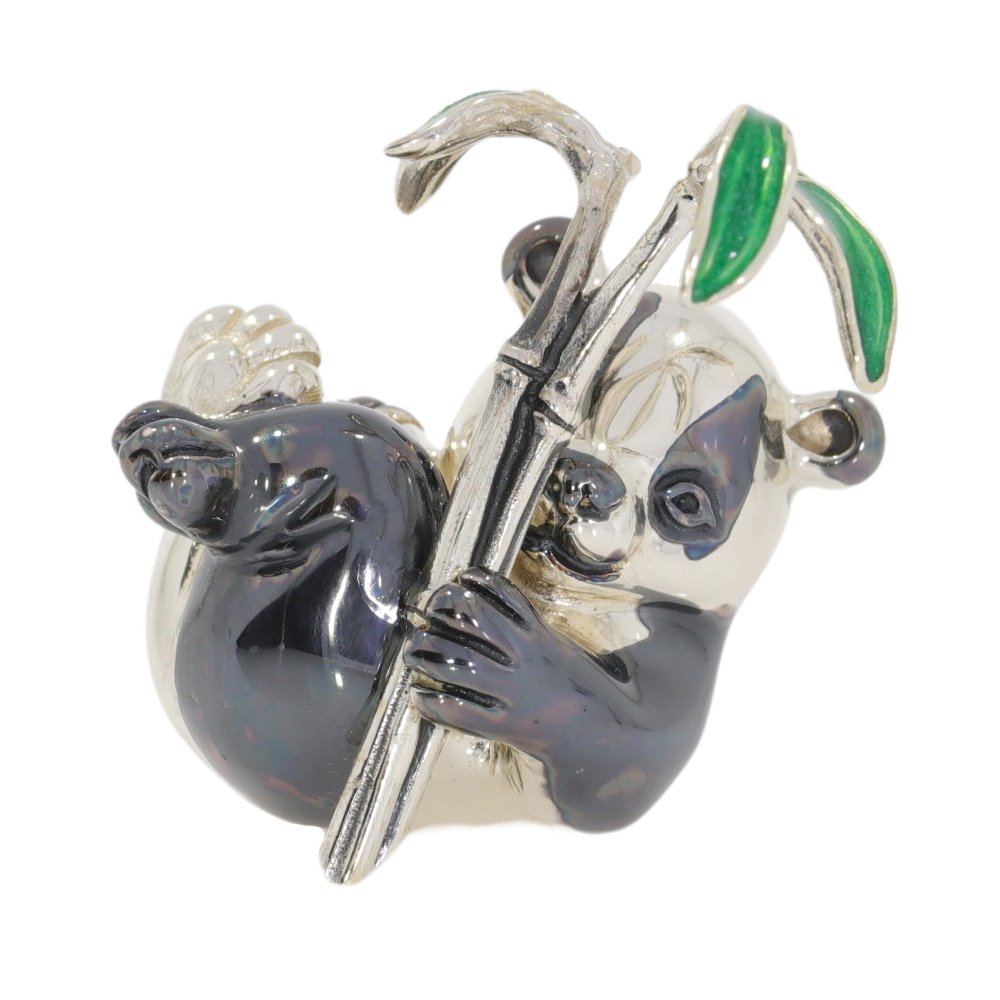 Saturno Sterling Silver and Enamel Panda – Lying Ornament