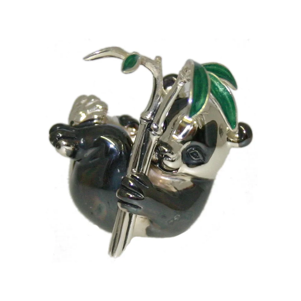 Saturno Sterling Silver and Enamel Panda – Lying Ornament