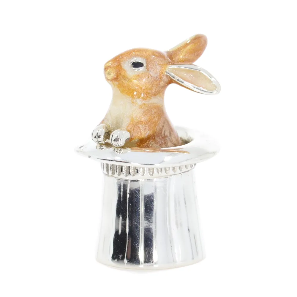 Saturno Sterling Silver and Enamel Rabbit in the Hat Ornament