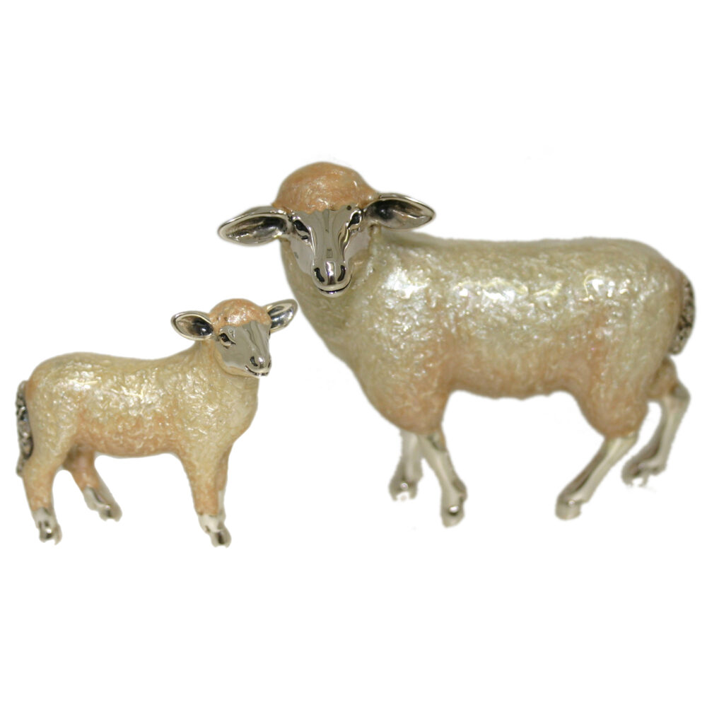 Saturno Sterling Silver and Enamel Sheep Ornaments