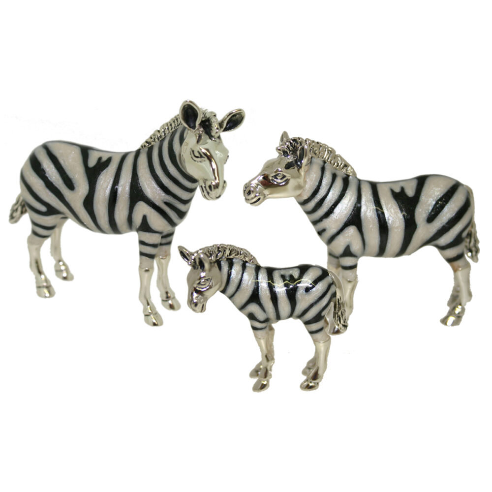 Saturno Sterling Silver and Enamel Zebra Ornaments