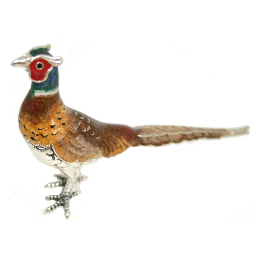 Saturno Sterling Silver and Enamel Pheasant Ornament