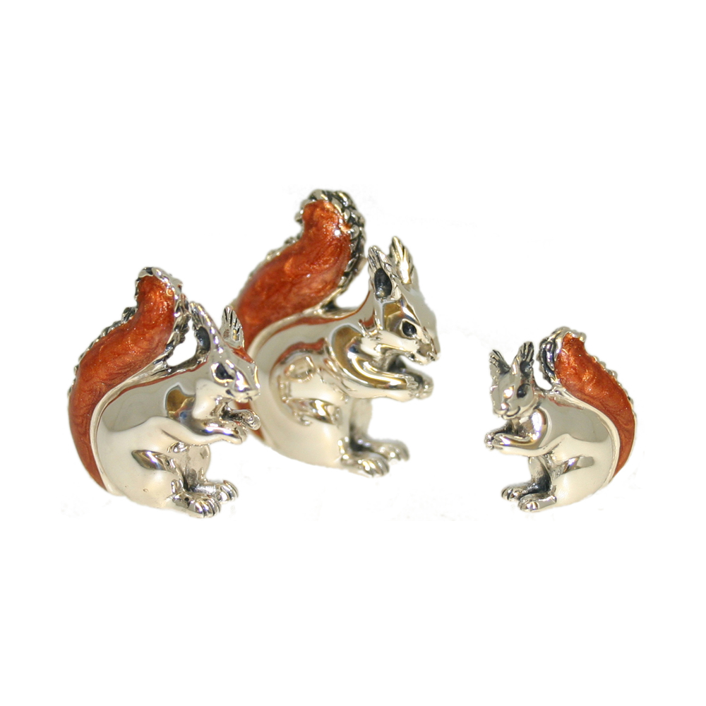 Saturno Sterling Silver and Enamel Squirrel Ornaments