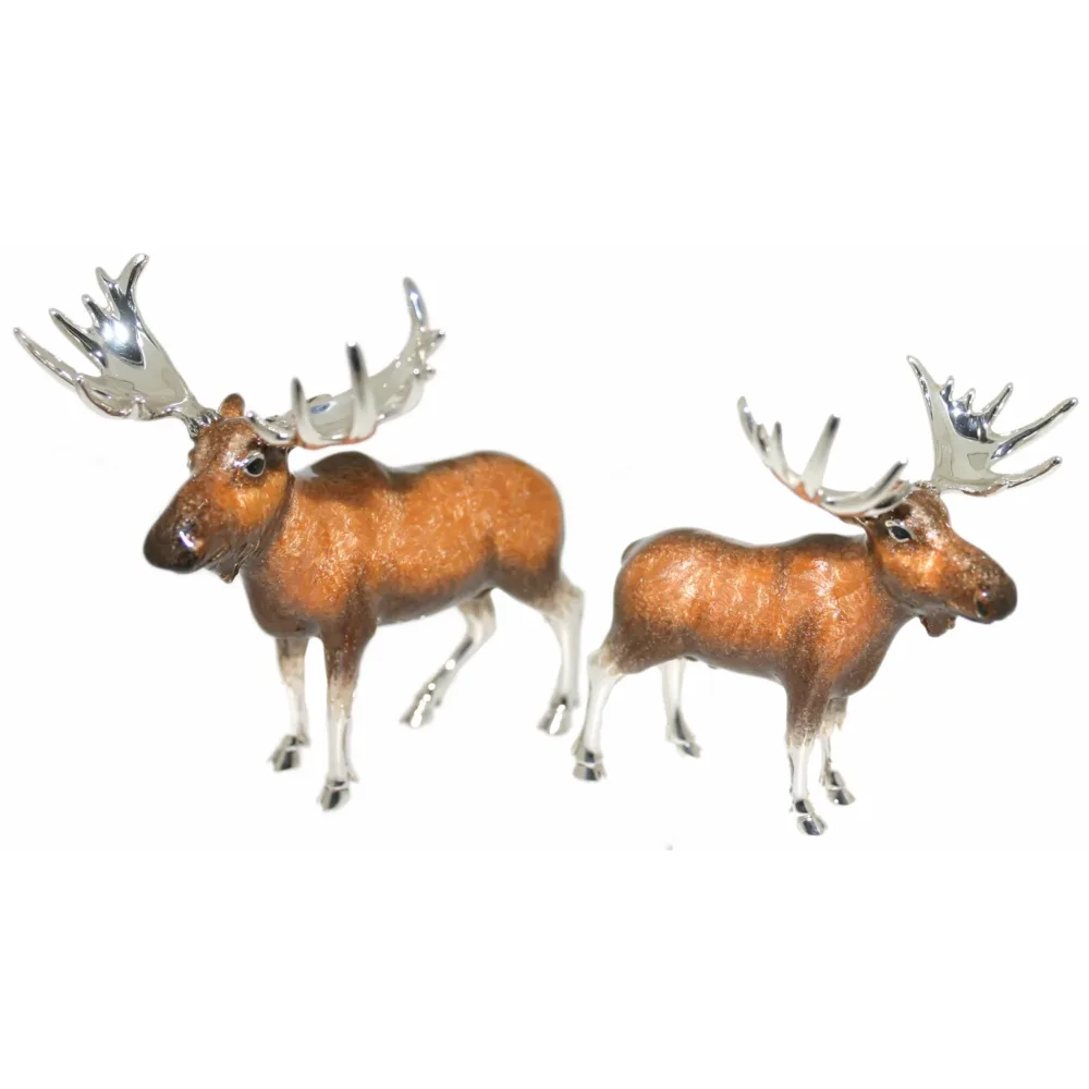 Saturno Sterling Silver and Enamel Moose Ornaments